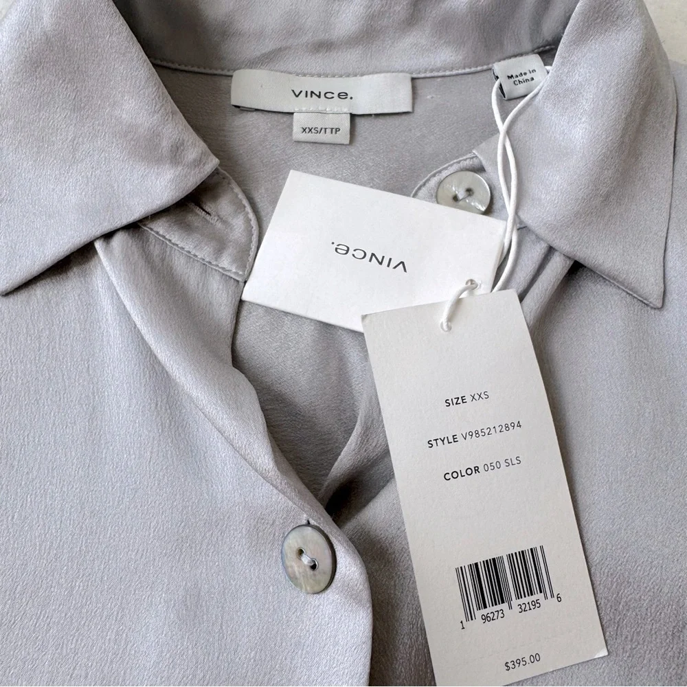 Vince Silk button up shirt gray size XXS - Picture 14 of 16